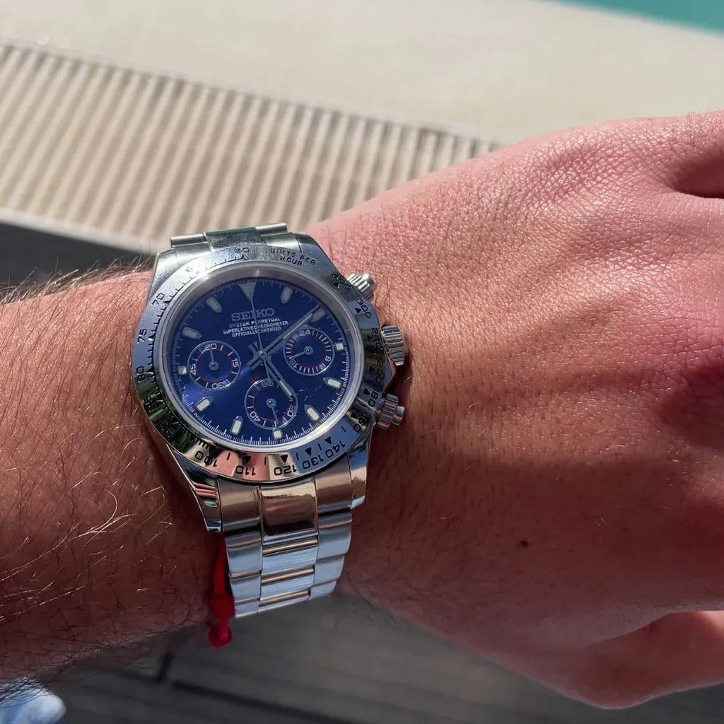 Seiko Mod Daytona Silver - Blue