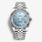 Seiko Mod DateJust Romano - Azul Claro
