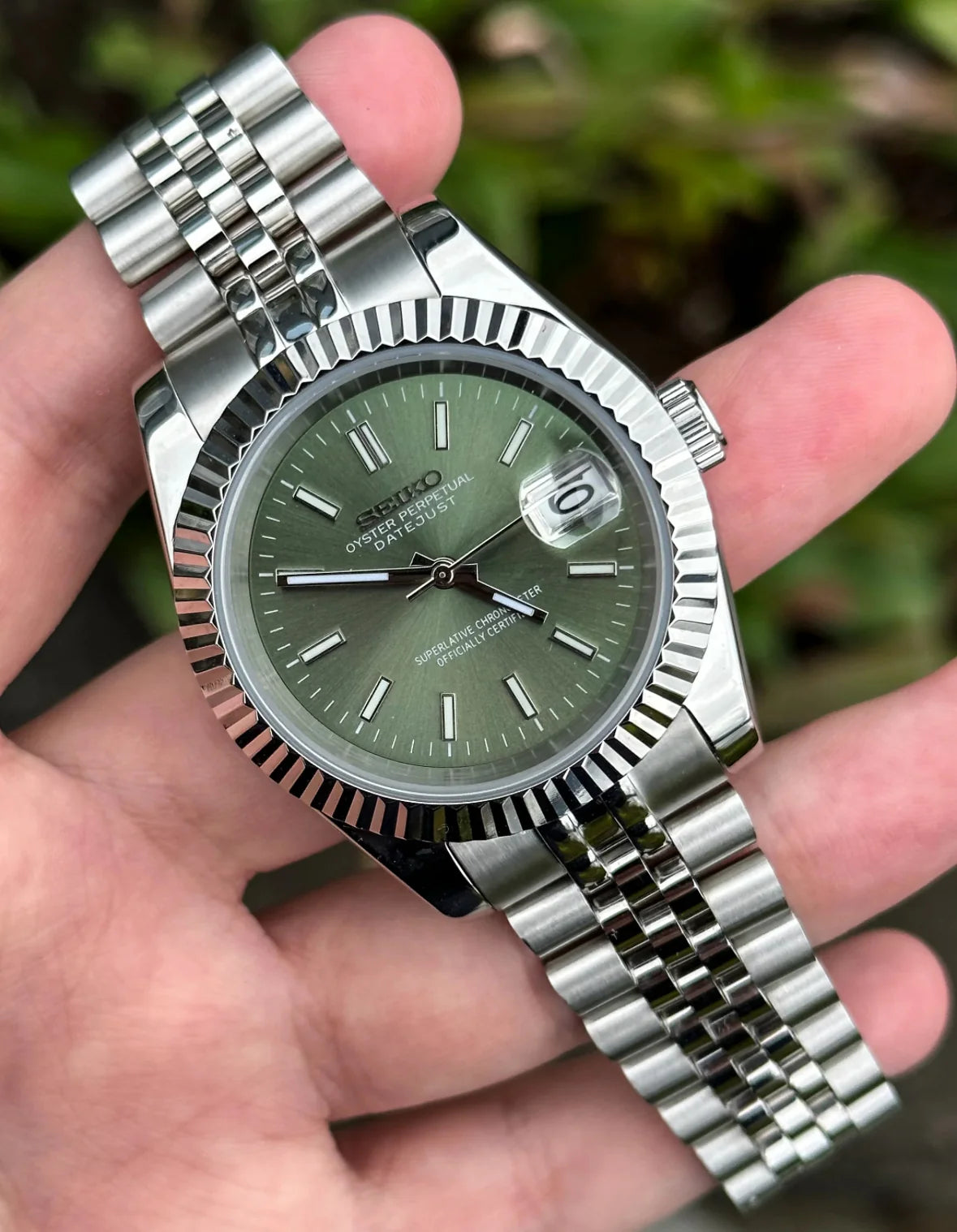 Seiko Mod DateJust Clasico- Verde menta