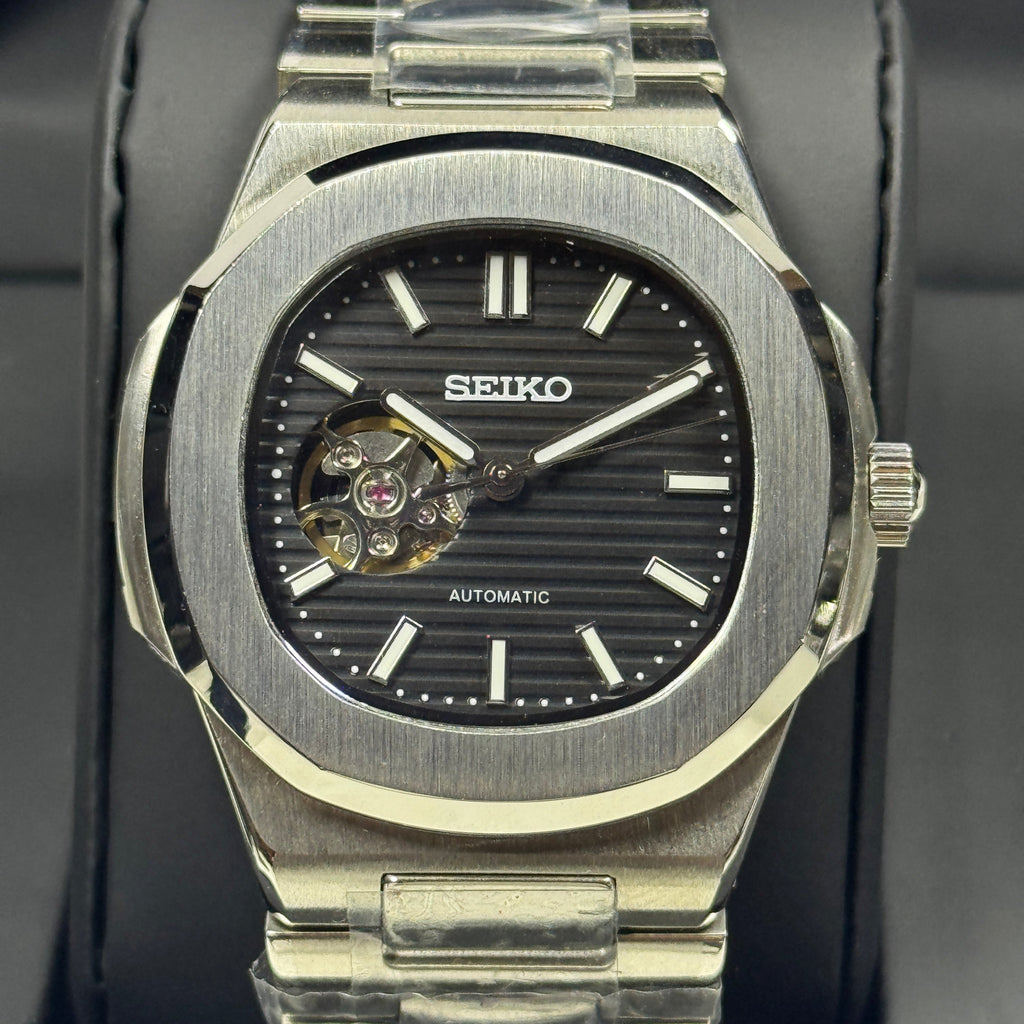 Seiko Mod Nautilus Open Movement - Negro
