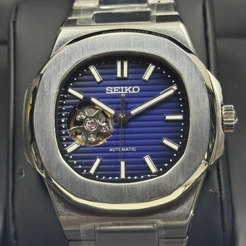 Seiko Mod Nautilus Open Movement - Azul Marino