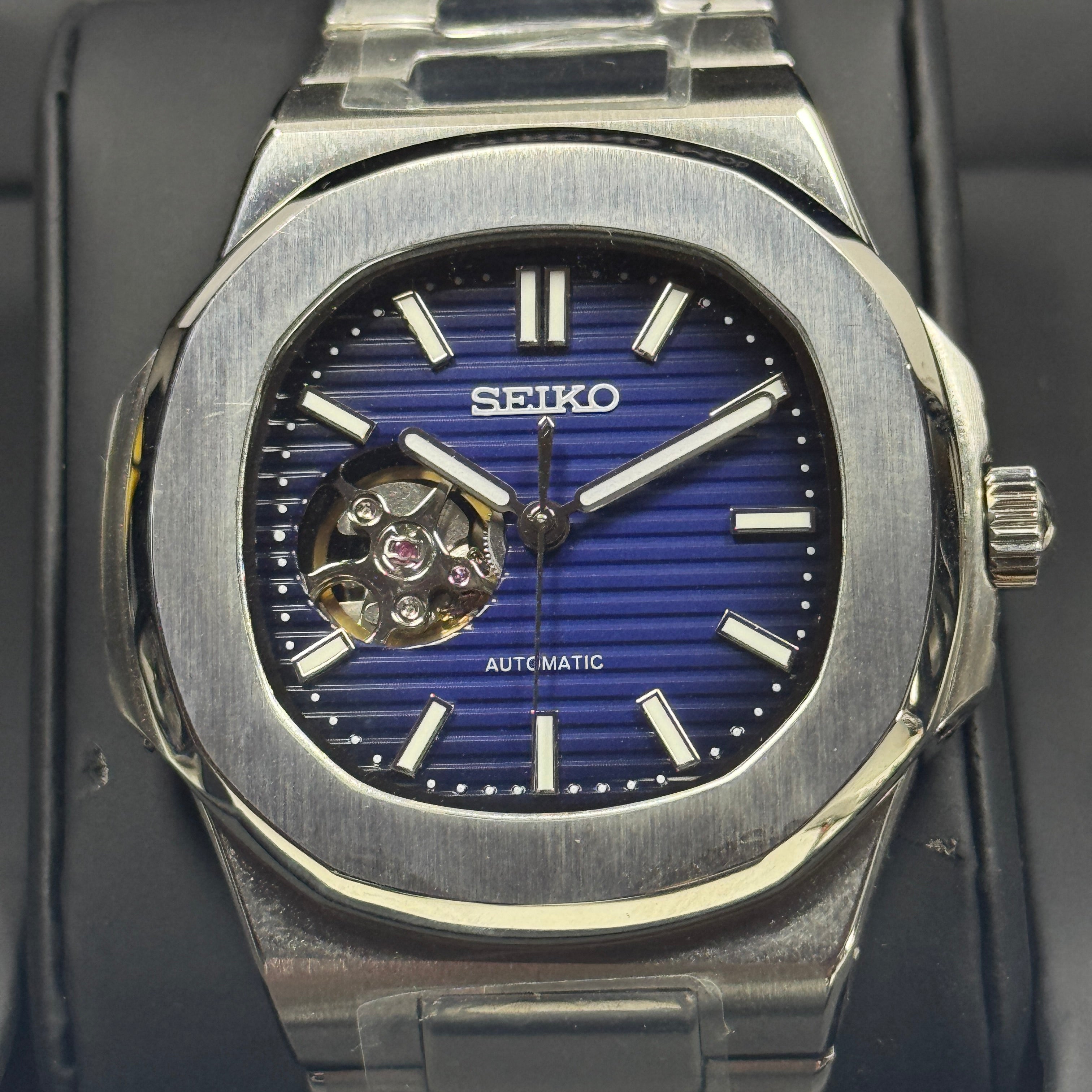 Seiko Mod Nautilus Open Movement - Azul Marino