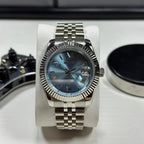 Seiko Mod DateJust Romano - Azul Claro