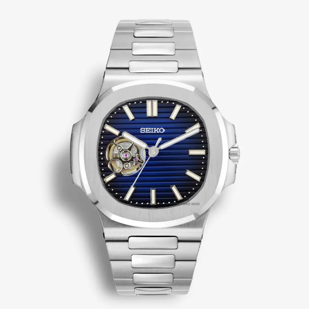 Seiko Mod Nautilus Open Movement - Azul Marino