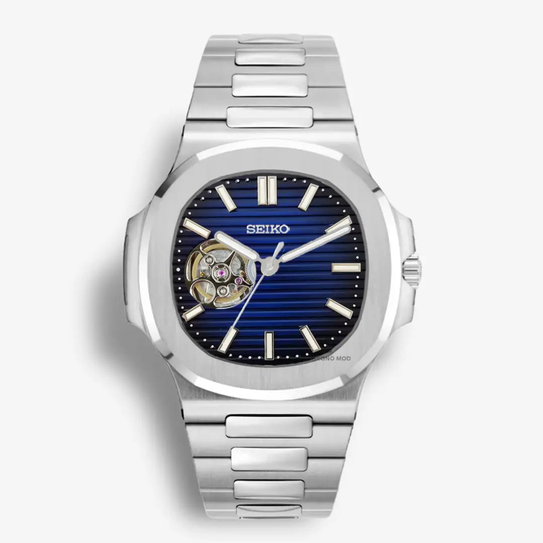 Seiko Mod Nautilus Open Movement - Azul Marino